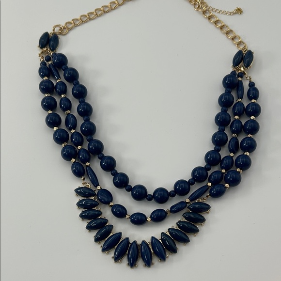 Fashion Jewelry Navy and Gold Beaded Necklace - Picture 11 of 16